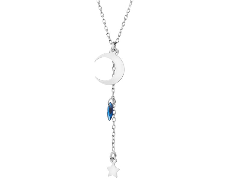 Rhodium Plated Silver Necklace with Cubic Zirconia