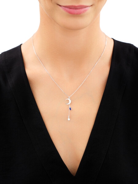 Rhodium Plated Silver Necklace with Cubic Zirconia