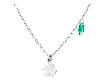 Rhodium Plated Silver Necklace with Cubic Zirconia