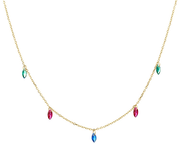 Gold-Plated Silver Necklace with Cubic Zirconia