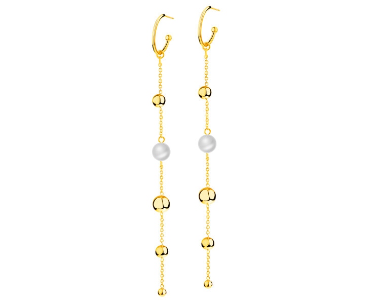 Stainless Steel Dangling Earring with Synthetic Pearl