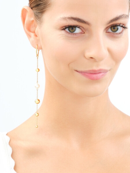 Stainless Steel Dangling Earring with Synthetic Pearl