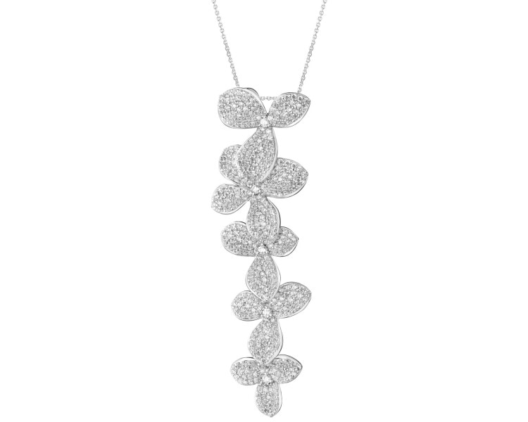 Rhodium Plated Silver Pendant with Cubic Zirconia