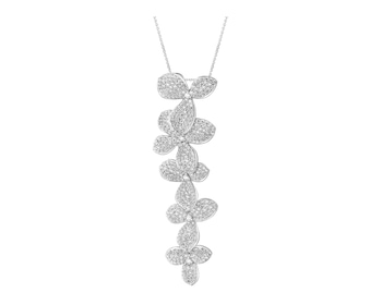 Rhodium Plated Silver Pendant with Cubic Zirconia