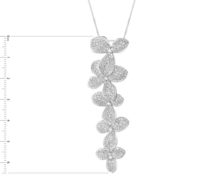 Rhodium Plated Silver Pendant with Cubic Zirconia