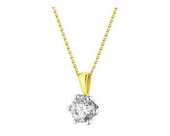 18 K Rhodium-Plated Yellow Gold Pendant with Diamond - 1,00 ct - fineness 18 K