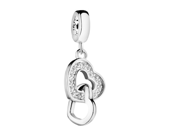 Rhodium Plated Silver Pendant with Cubic Zirconia