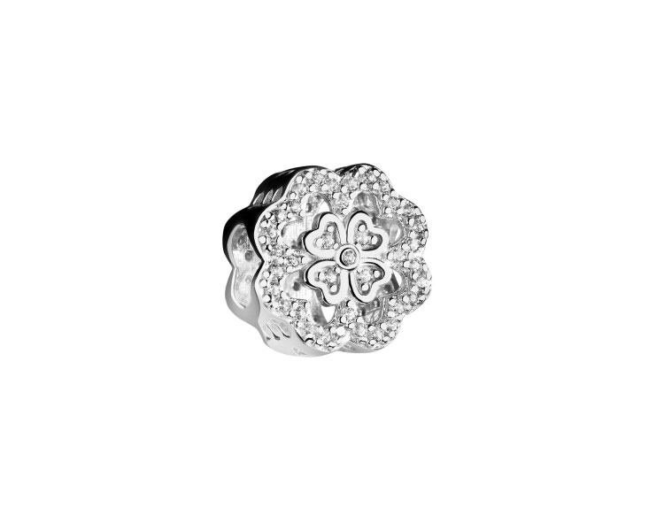 Rhodium Plated Silver Pendant with Cubic Zirconia