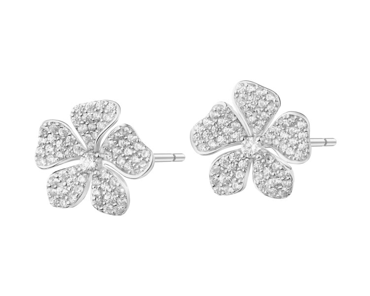 Rhodium Plated Silver Earrings with Cubic Zirconia