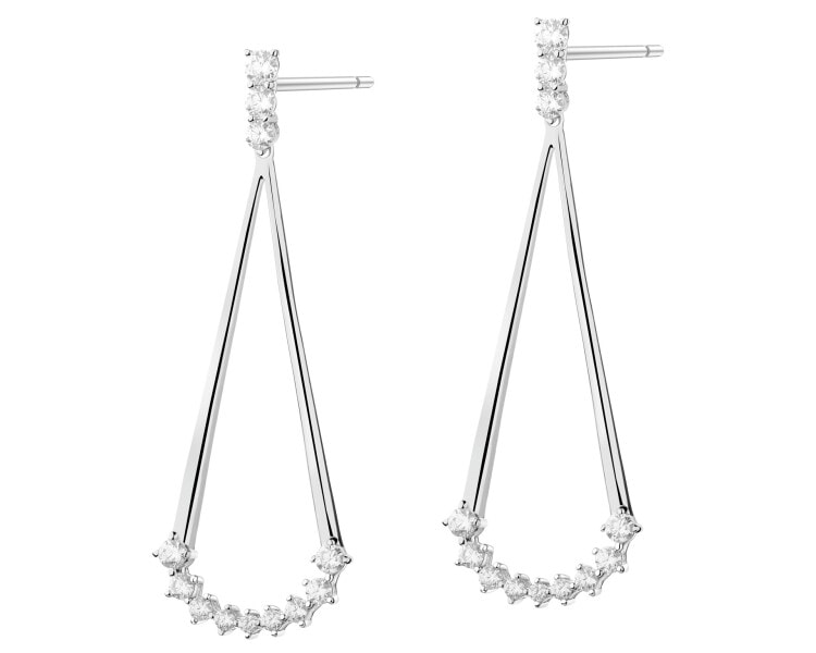 Rhodium Plated Silver Earrings with Cubic Zirconia