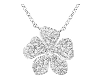 Rhodium Plated Silver Necklace with Cubic Zirconia