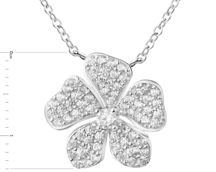 Rhodium Plated Silver Necklace with Cubic Zirconia