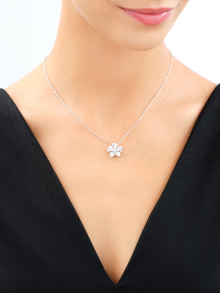 Rhodium Plated Silver Necklace with Cubic Zirconia