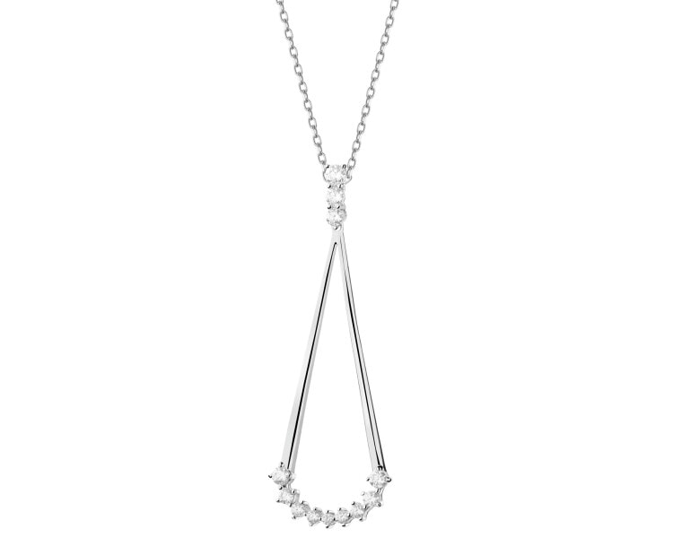 Rhodium Plated Silver Pendant with Cubic Zirconia