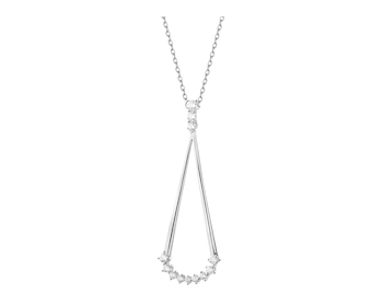 Rhodium Plated Silver Pendant with Cubic Zirconia