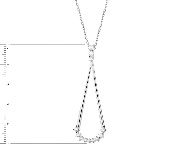 Rhodium Plated Silver Pendant with Cubic Zirconia
