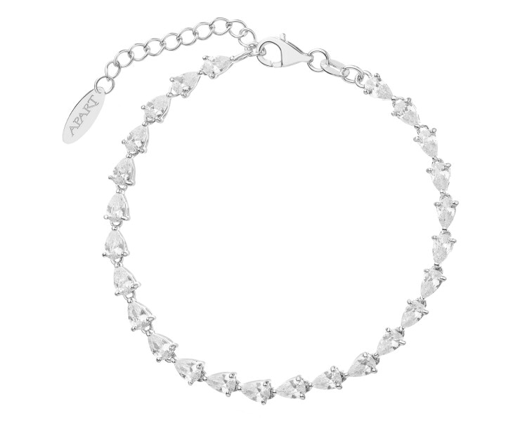 Rhodium Plated Silver Bracelet with Cubic Zirconia