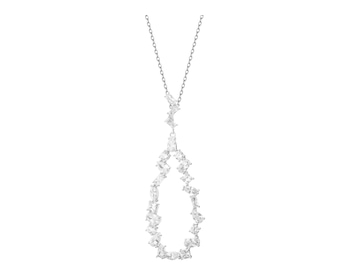 Rhodium Plated Silver Pendant with Cubic Zirconia