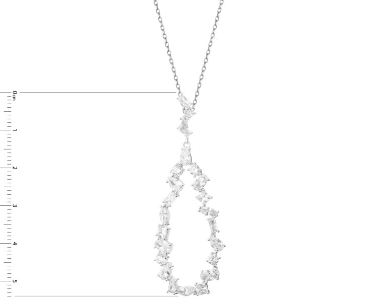 Rhodium Plated Silver Pendant with Cubic Zirconia