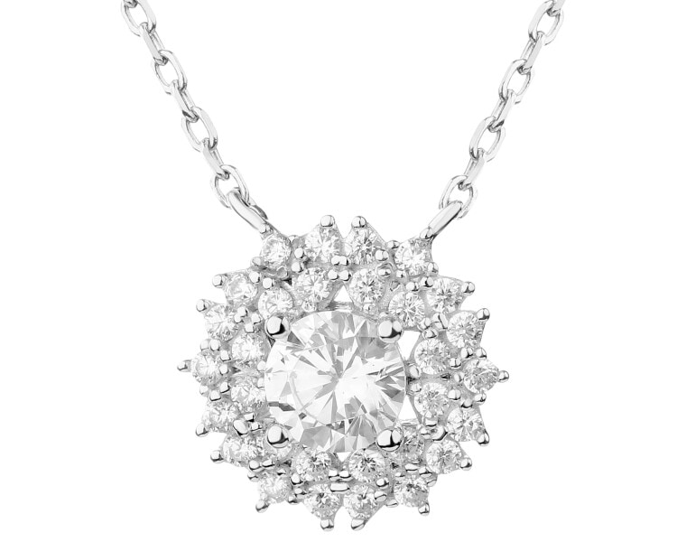 Rhodium Plated Silver Necklace with Cubic Zirconia