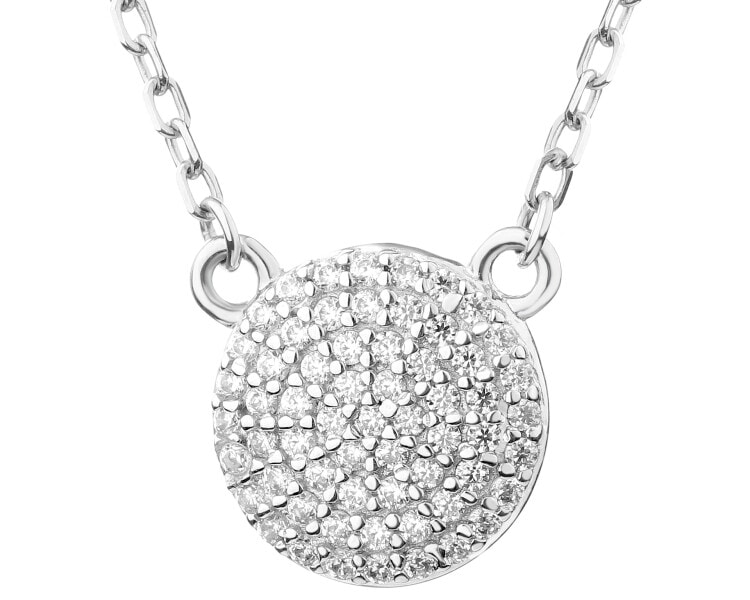 Rhodium Plated Silver Necklace with Cubic Zirconia