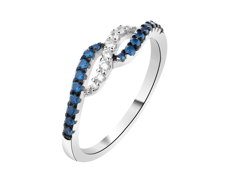 Rhodium-Plated Silver, Black Rhodium Ring with Cubic Zirconia