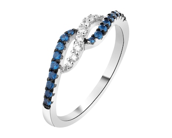 Rhodium-Plated Silver, Black Rhodium Ring with Cubic Zirconia