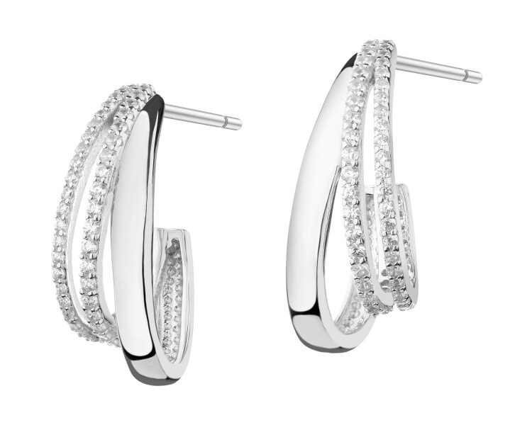 Rhodium Plated Silver Earrings with Cubic Zirconia