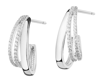 Rhodium Plated Silver Earrings with Cubic Zirconia