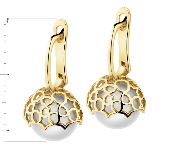 Złote kolczyki z perłą - gwiazdy