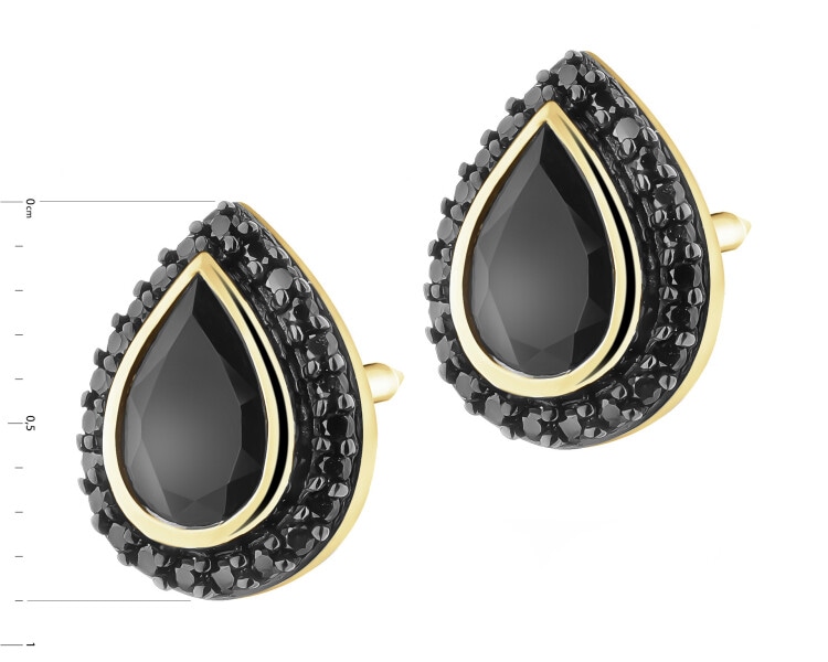 585 Yellow Gold Ruthenium-Plated Earrings  - fineness 585