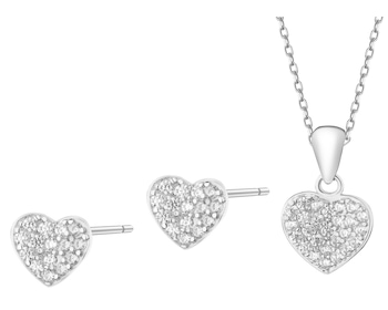 Rhodium Plated Silver Set with Cubic Zirconia