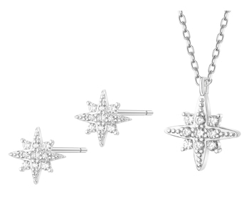 Rhodium Plated Silver Set with Cubic Zirconia