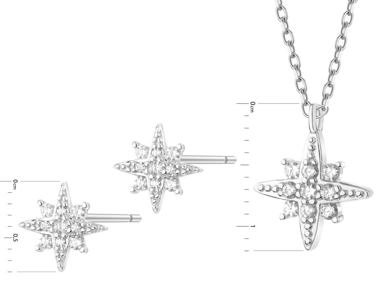 Rhodium Plated Silver Set with Cubic Zirconia