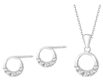 Rhodium Plated Silver Set with Cubic Zirconia