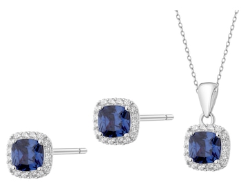 Rhodium Plated Silver Set with Cubic Zirconia