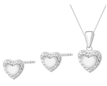 Rhodium Plated Silver Set with Cubic Zirconia