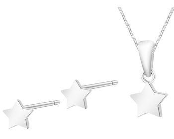 Srebrne kolczyki i zawieszka, łańcuszek - komplet - gwiazdy