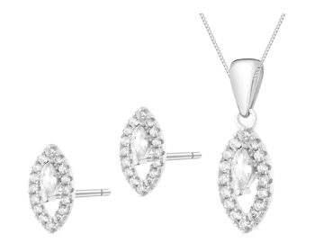 Rhodium Plated Silver Set with Cubic Zirconia