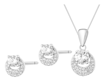 Rhodium Plated Silver Set with Cubic Zirconia