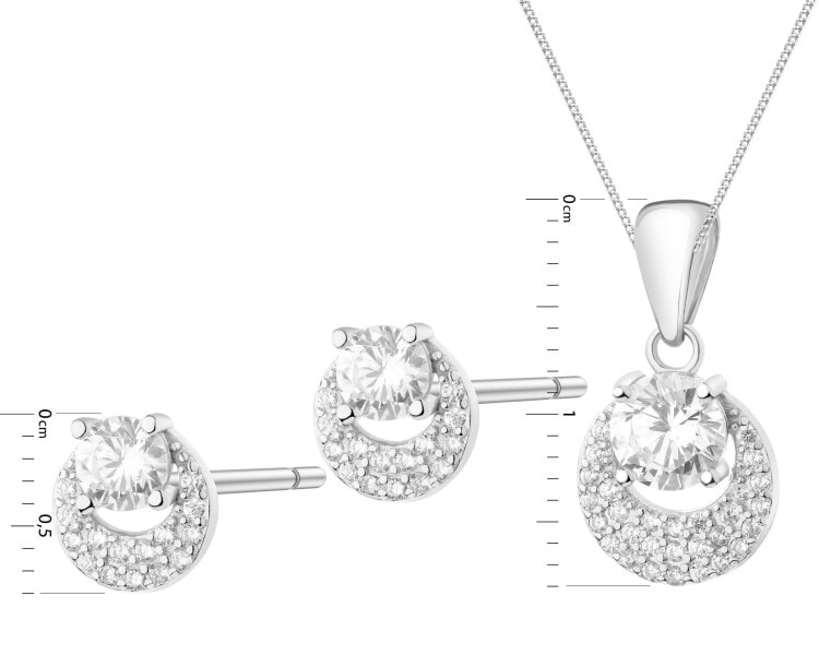 Rhodium Plated Silver Set with Cubic Zirconia