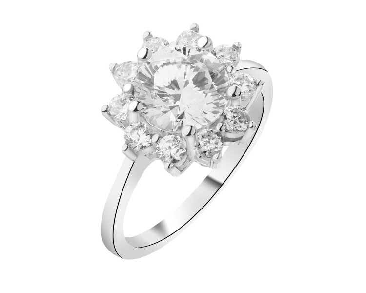 Rhodium Plated Silver Ring with Cubic Zirconia