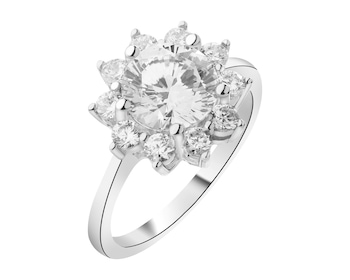 Rhodium Plated Silver Ring with Cubic Zirconia