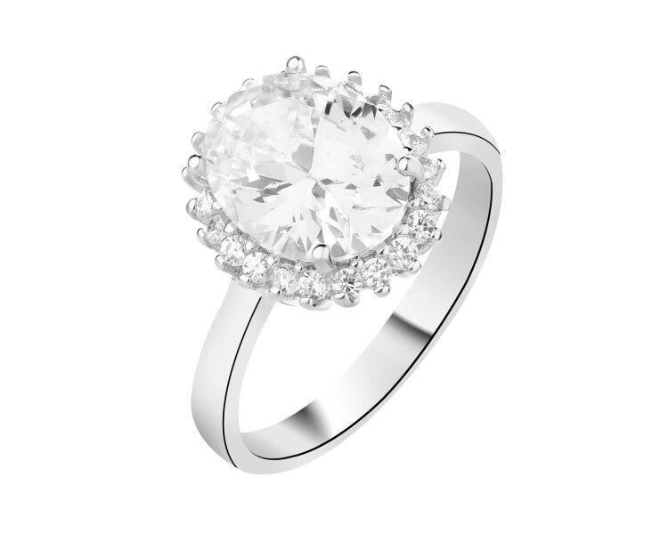 Rhodium Plated Silver Ring with Cubic Zirconia