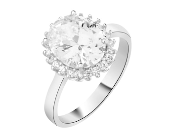 Rhodium Plated Silver Ring with Cubic Zirconia