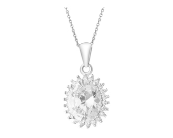 Rhodium Plated Silver Pendant with Cubic Zirconia