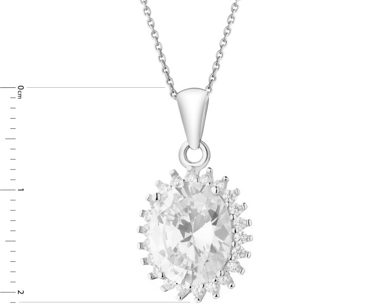 Rhodium Plated Silver Pendant with Cubic Zirconia