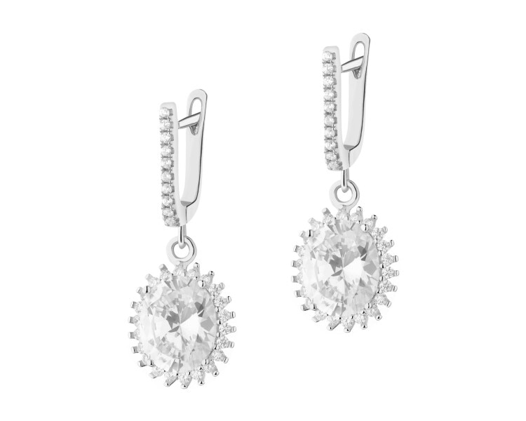 Rhodium Plated Silver Earrings with Cubic Zirconia