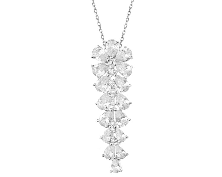 Rhodium Plated Silver Pendant with Cubic Zirconia