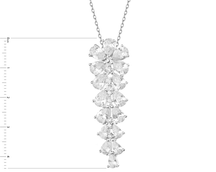Rhodium Plated Silver Pendant with Cubic Zirconia